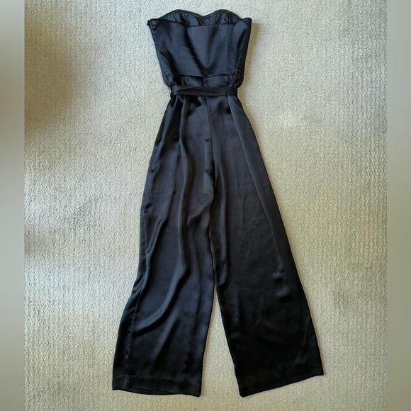 NWOT H&M Black Satin Sweetheart Strapless Jumpsuit - Picture 2 of 5